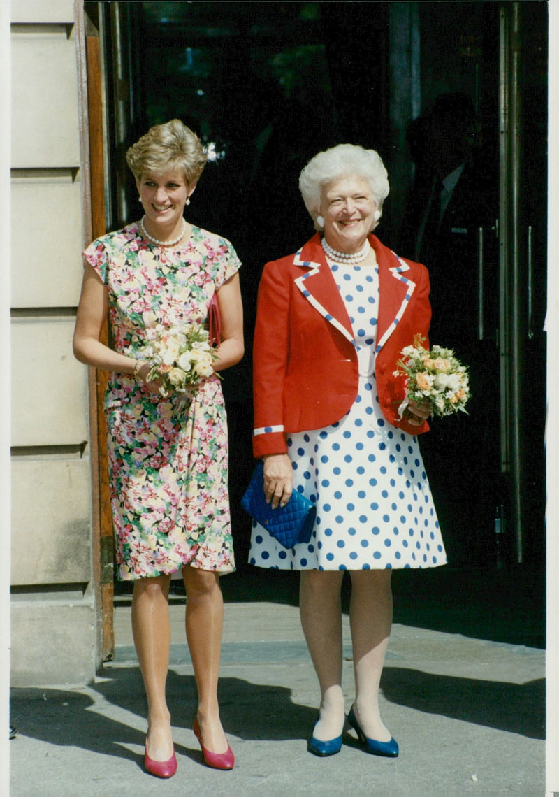 Princess Diana and Barbara Bush - Vintage Photograph