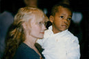 Mia Farrow together with his son Isaiah Justus Farrow - Vintage Photograph