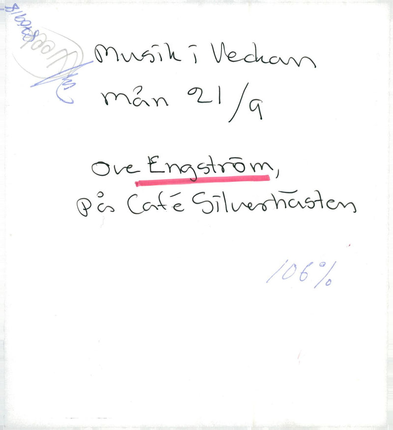 ALL ENGSTROM SILVERHASTEN CAFE OVE MUSIC WEEK MAN - Vintage Photograph