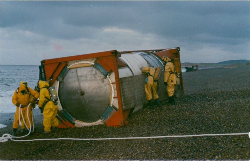 The Huge Tank Chemical Leak at Weybourne beach. - Vintage Photograph