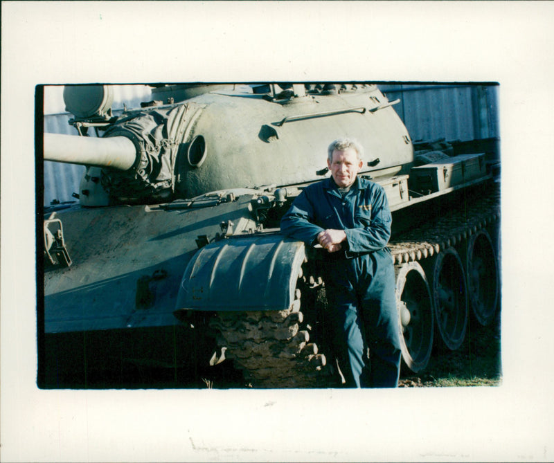 Gerry Mujewski and Russian T55 Tank. - Vintage Photograph