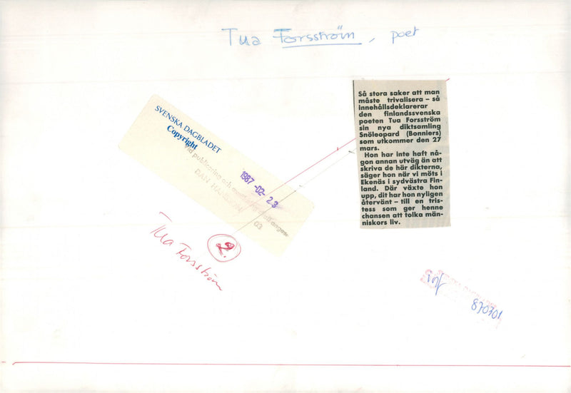 1987 OTHER REASON THINGS HAS MOTS HER ATERVANT TRIVALIZE YOU AND EKENAS MUS POET - Vintage Photograph