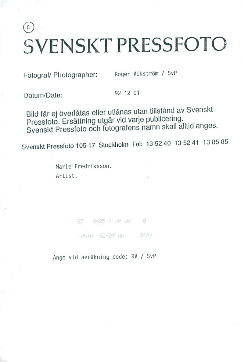 Marie Fredriksson - Vintage Photograph