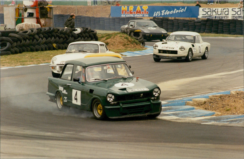 Snetterton:The Triump cars race. - Vintage Photograph