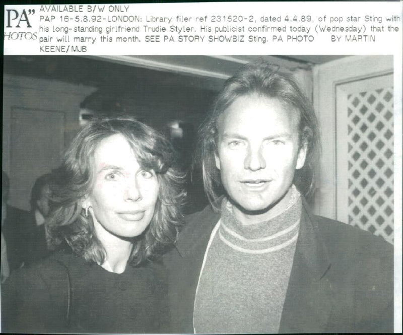 Sting with Trudie Styler - Vintage Photograph