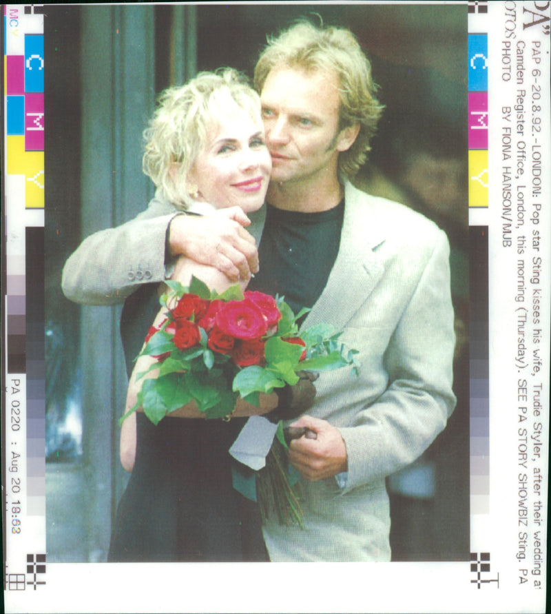 Sting kisses his wife Trudie Styler - Vintage Photograph