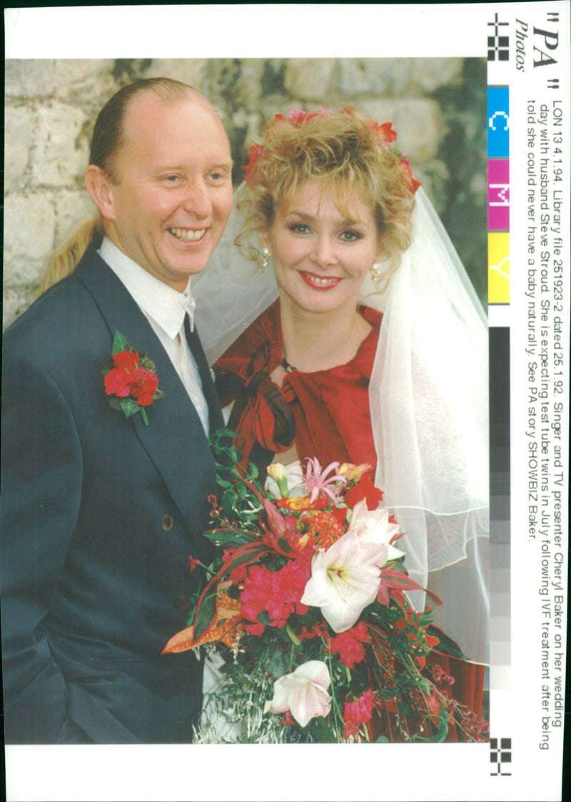 Cheryl Baker on her wedding day with husband Steve Stroud - Vintage Photograph