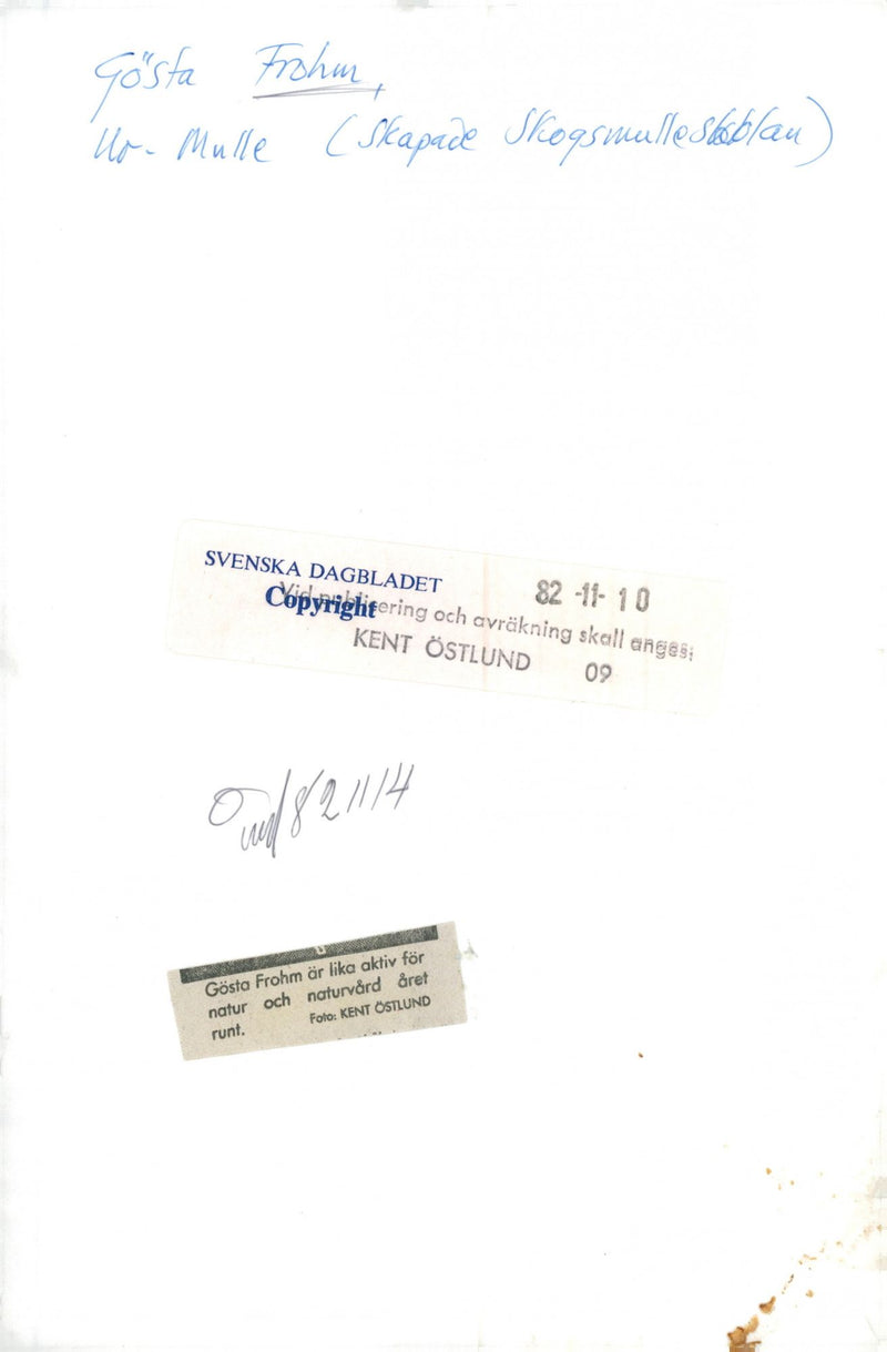 1982 CREATED OUD MULLE FROHN GOSTA ACTIVE NATURE EQUALLY AND SHO - Vintage Photograph