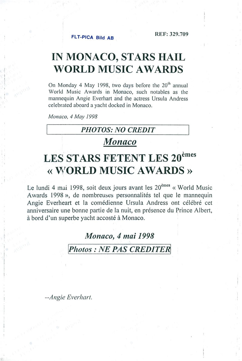 Angie Everhart på Music Awards - Vintage Photograph