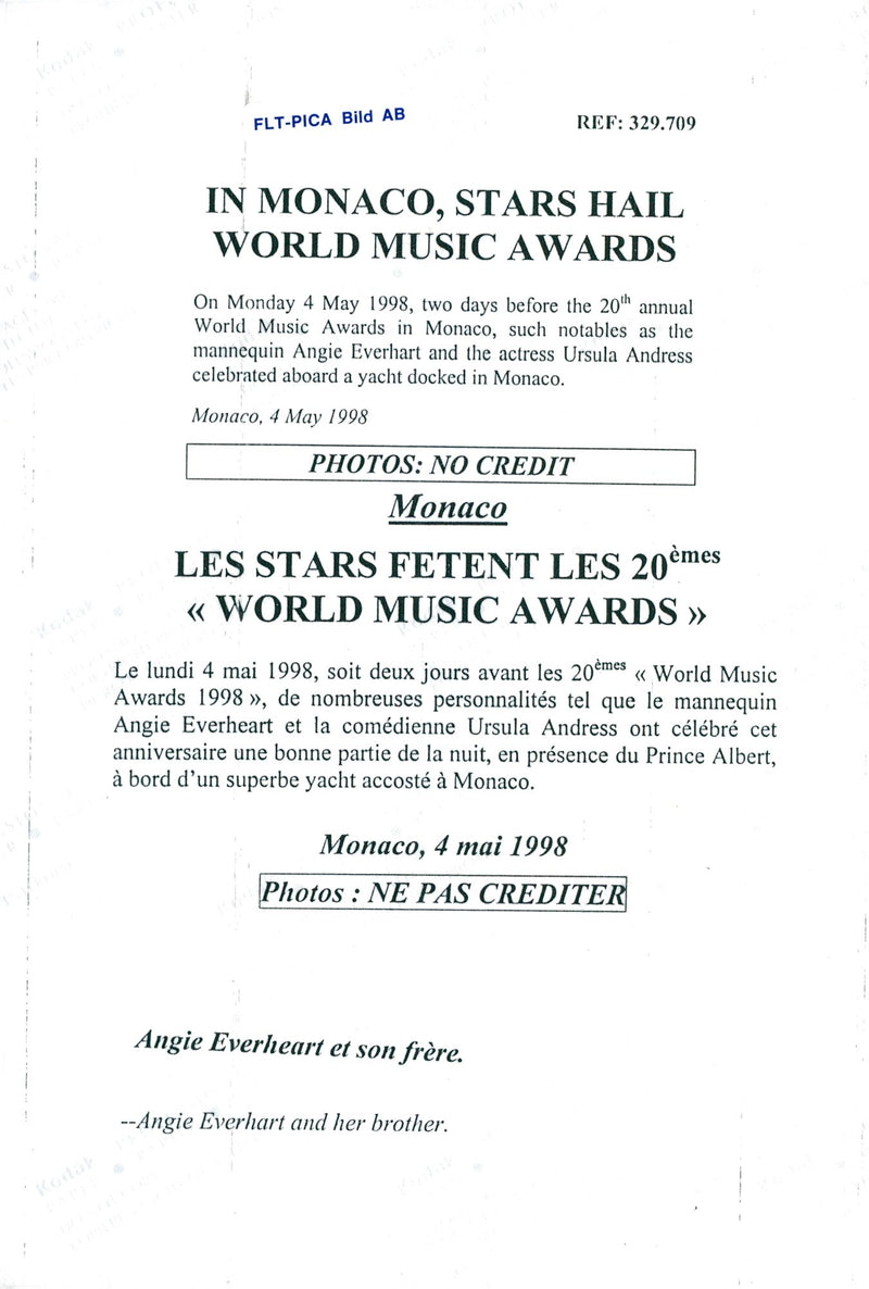 Angie Everhart and her brother Michael Everhart at the Music Awards - Vintage Photograph