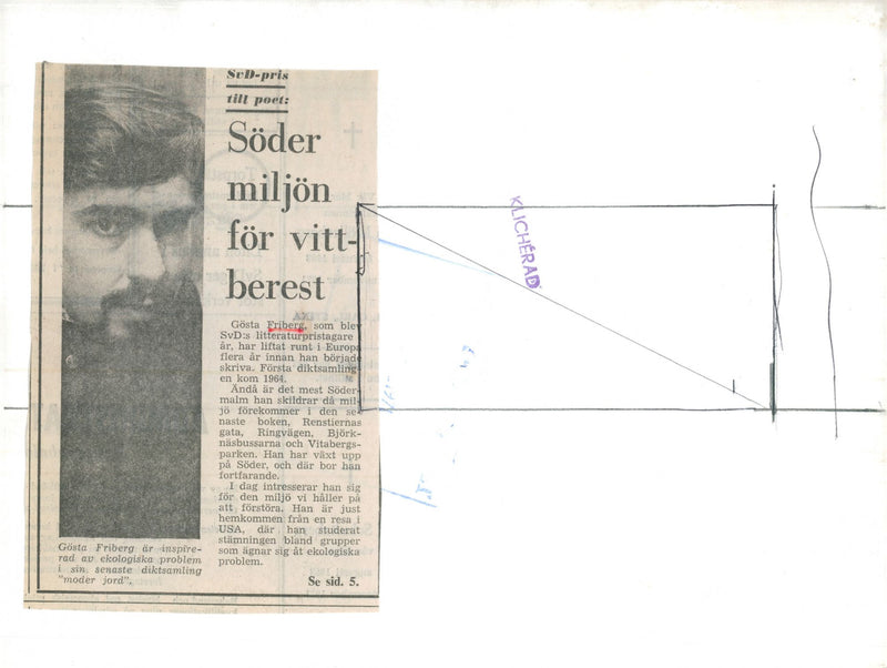 1964 SVDS HAS MOST CLICHERAD BREATHE DEPICTS BOKEN GOSTA NAST RENSTI POET - Vintage Photograph