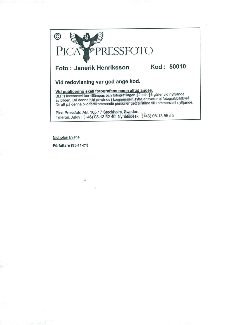 Nicholas Evans - Vintage Photograph