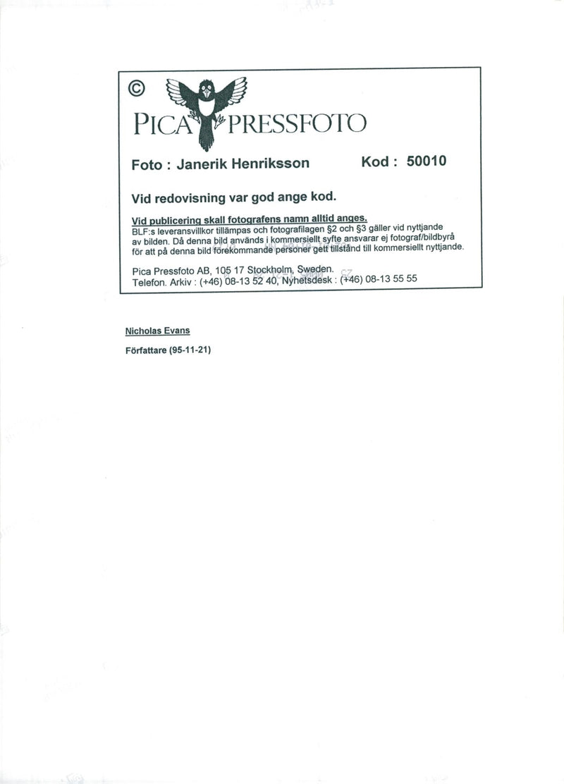 Nicholas Evans - Vintage Photograph