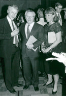 Bengt Westerberg with Kjell-Olof Feldt and wife Birgitta von Otter at Stockholm Philharmonic's 75-year-old in Stockholm Concert Hall - Vintage Photograph