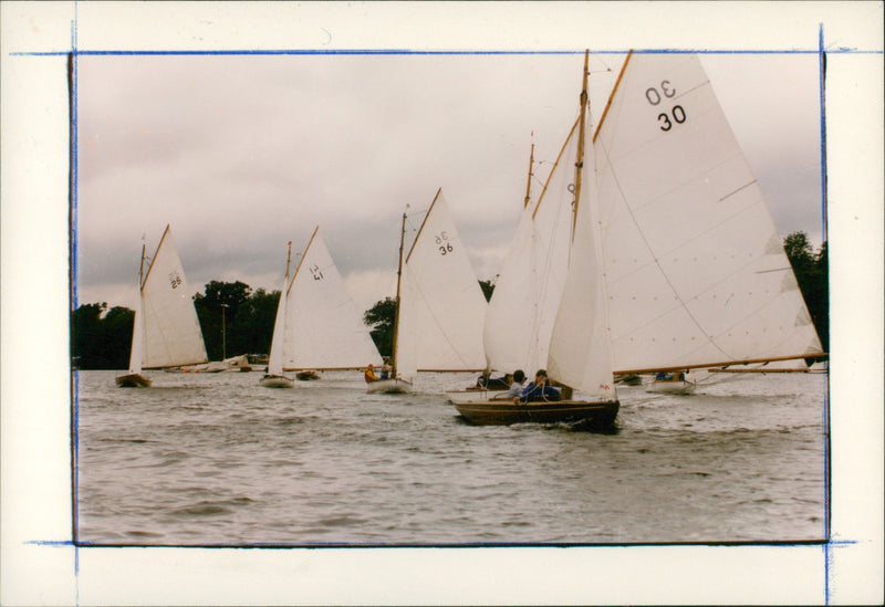 Yachts(Sailing): Brown Boats in action - Vintage Photograph