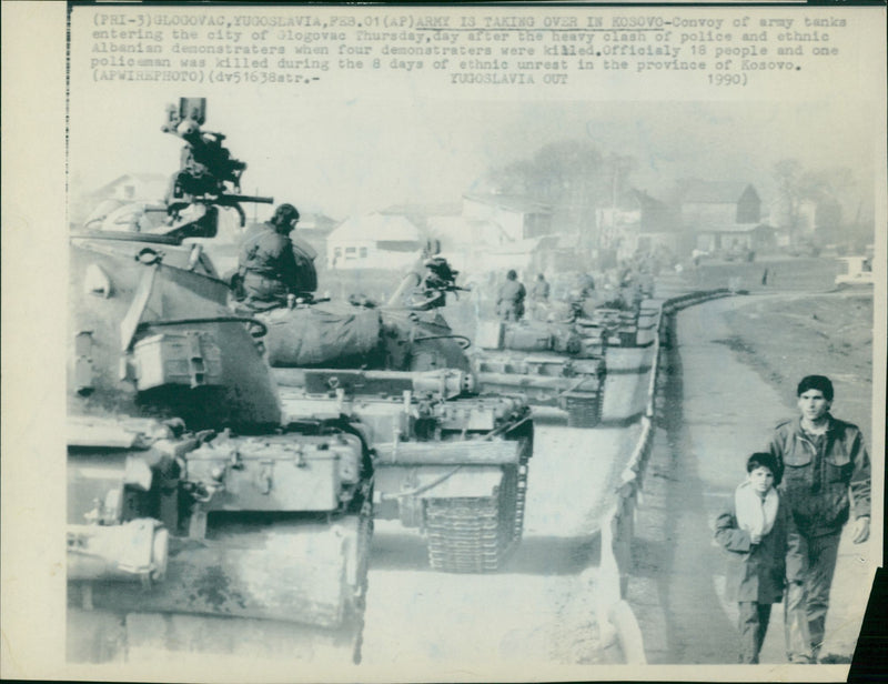 Convoy of Army Tank in Kosovo - Vintage Photograph