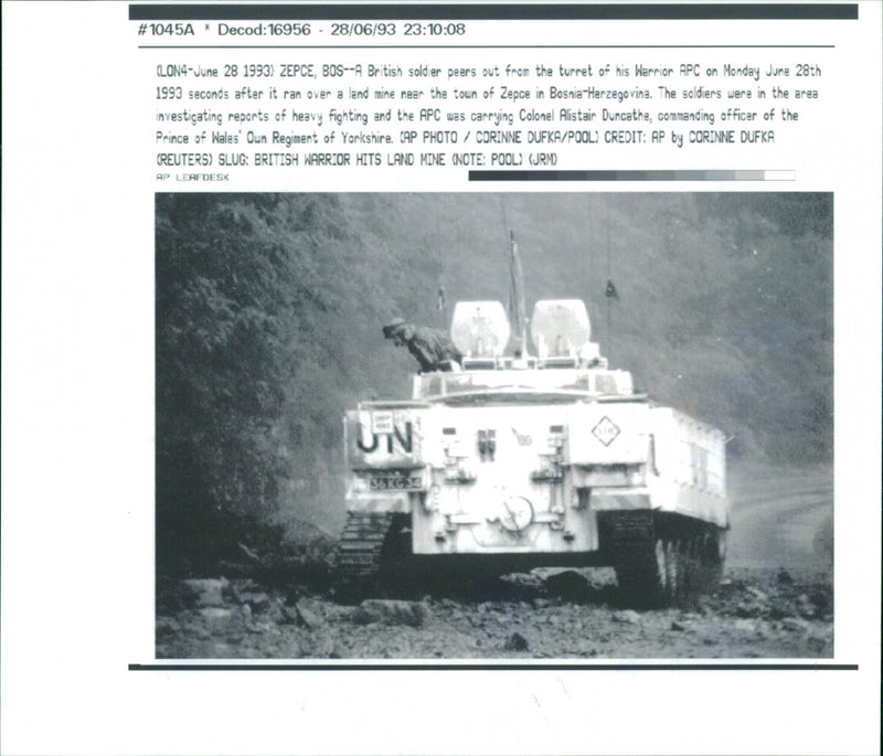 British Soldier and His Warrior APC Tank - Vintage Photograph