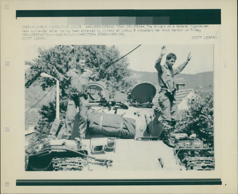 Surrendering Tank Drivers of a Federal Yugoslavia - Vintage Photograph