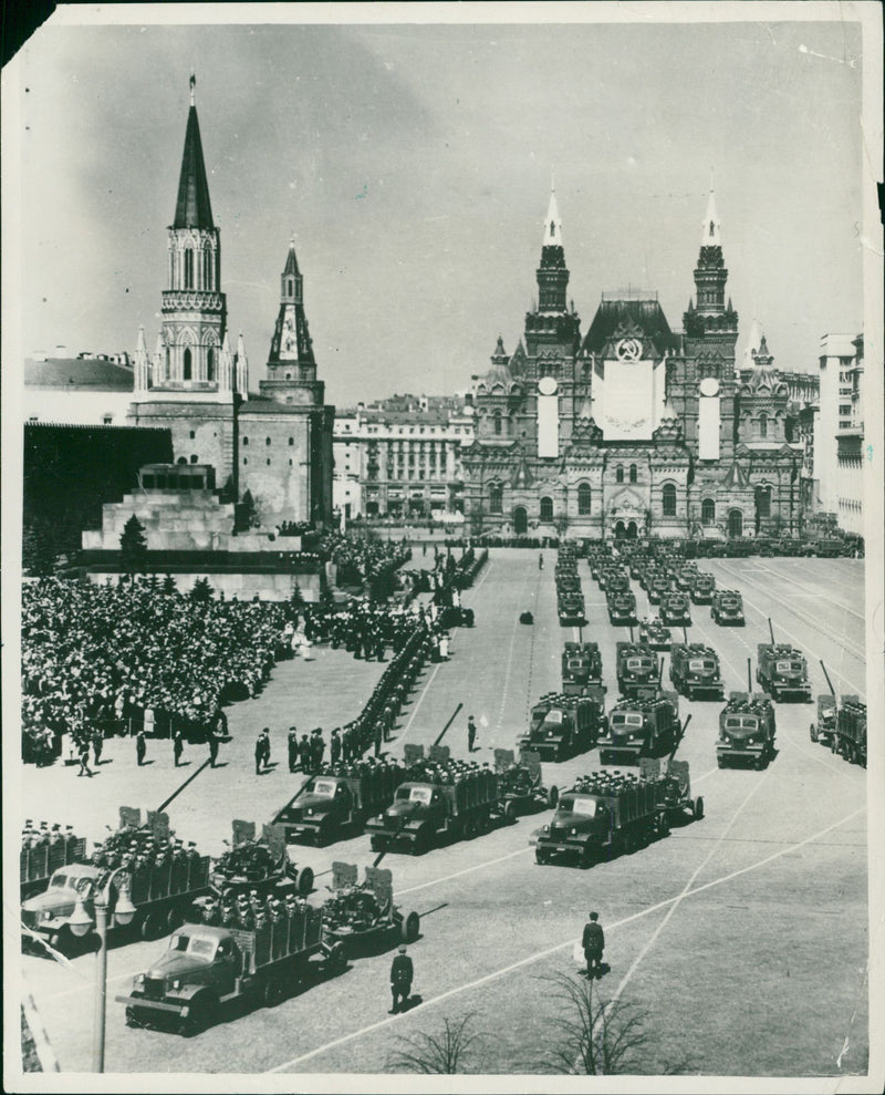Foreign Countries, Russia: Army Review  in Red Square Parade - Vintage Photograph