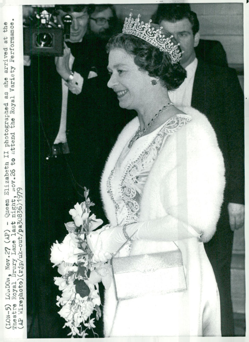 Queen Elizabeth II on arrival at the Theater Royal - Vintage Photograph