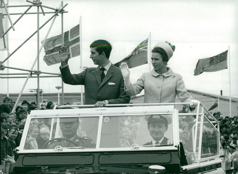 Prince Charles and Princess Anne at the visit to New Zealand - Vintage Photograph