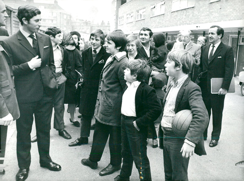 Prince Charles in conversation with some boys in London - Vintage Photograph