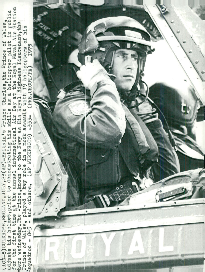 Prince Charles as a helicopter pilot - Vintage Photograph