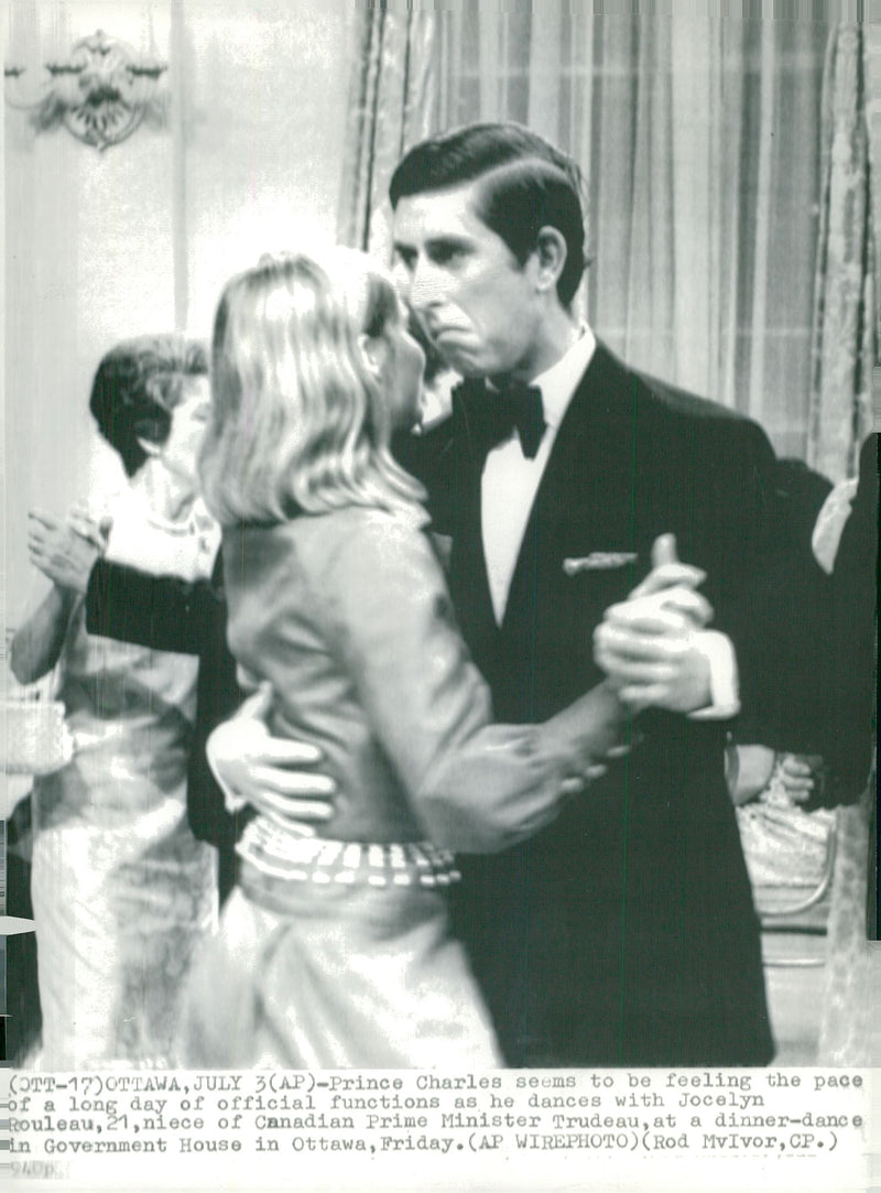 Prince Charles is dancing with Jocelyn Rouleau during his visit to Ottawa - Vintage Photograph