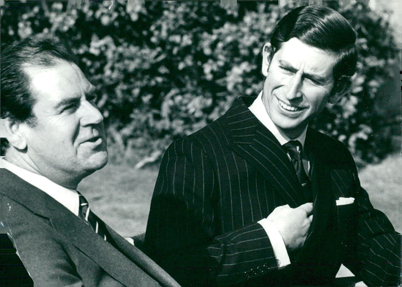 Prince Charles is interviewed by Kenneth Harris of The Observer - Vintage Photograph