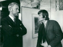 Max von Sydow discussed in the drama's marble foyer with his colleague from England, Ronald Pickup - Vintage Photograph