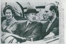 Queen Elizabeth and Prince Philip together with President Eisenhower in Washington - Vintage Photograph