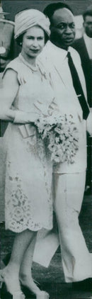 Queen Elizabeth together with President Nkrumah - Vintage Photograph