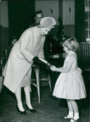 Queen Elizabeth handed over a prize to Jane Spencer - Vintage Photograph
