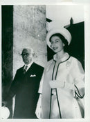 Queen Elizabeth visits Rome. In the background President Gronchi - Vintage Photograph