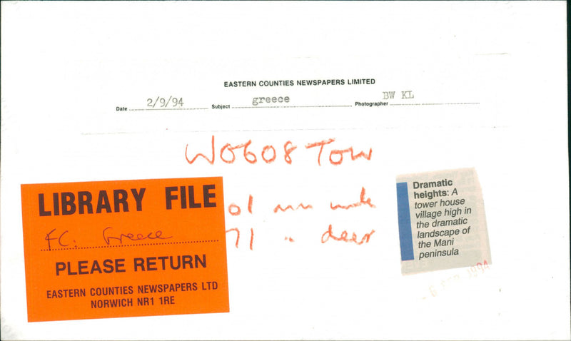 Dramatic Landscape of the Mani Peninsula. - Vintage Photograph