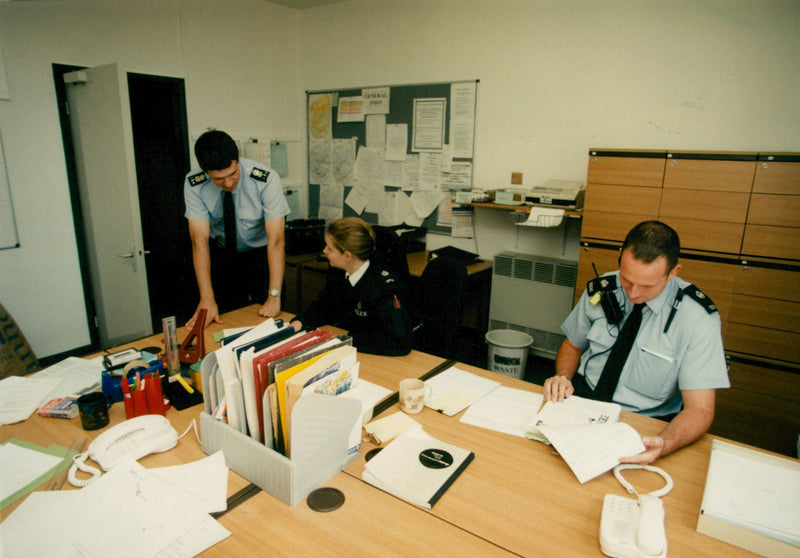 Inside the new Police Station at Thorpe. - Vintage Photograph