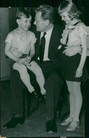 Finnish siblings Majla-Lisanoch Johannes Kurvinen is interviewed by Gunnar Skoglund at the Finnish evening in the Concert Hall - Vintage Photograph