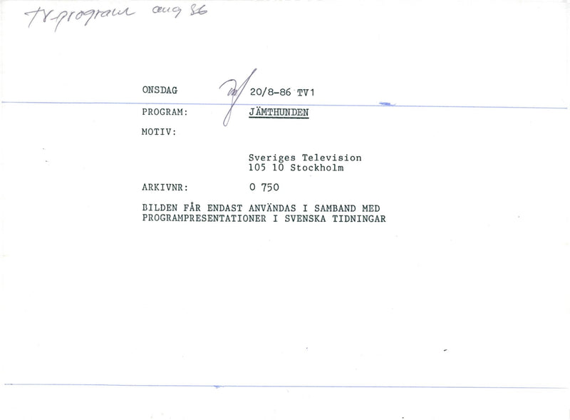 Tv program 1986 - Vintage Photograph