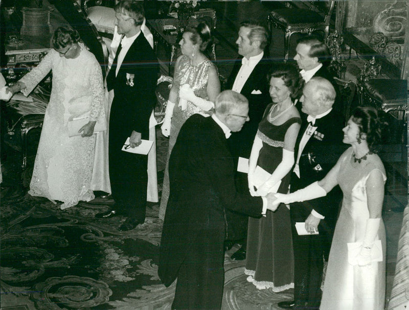 King's day at the castle. Concert pianist KÃ¤bi Laretei greets King Gustaf Adolf - Vintage Photograph