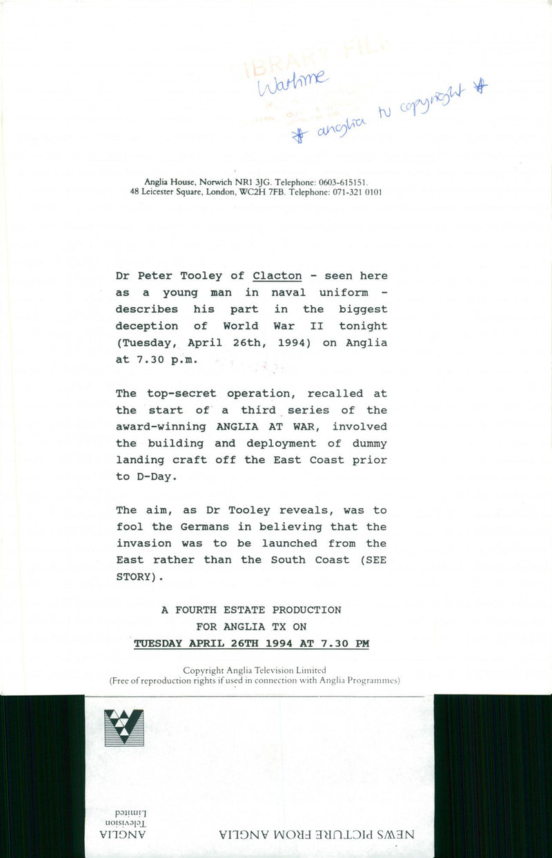 War Games: Dr Peter Tooley. - Vintage Photograph