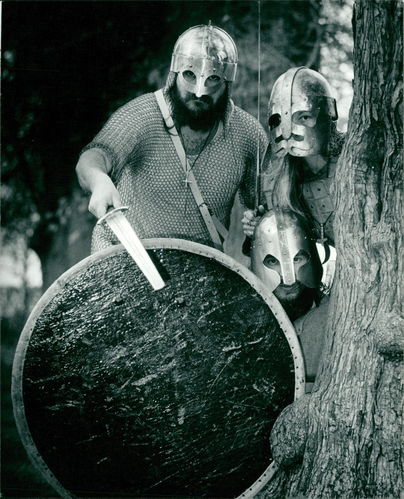 War Games: Viking fighting. - Vintage Photograph