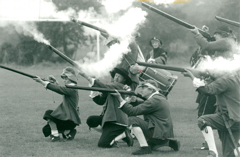 War Games: Musketeers of the English Civil War Society. - Vintage Photograph