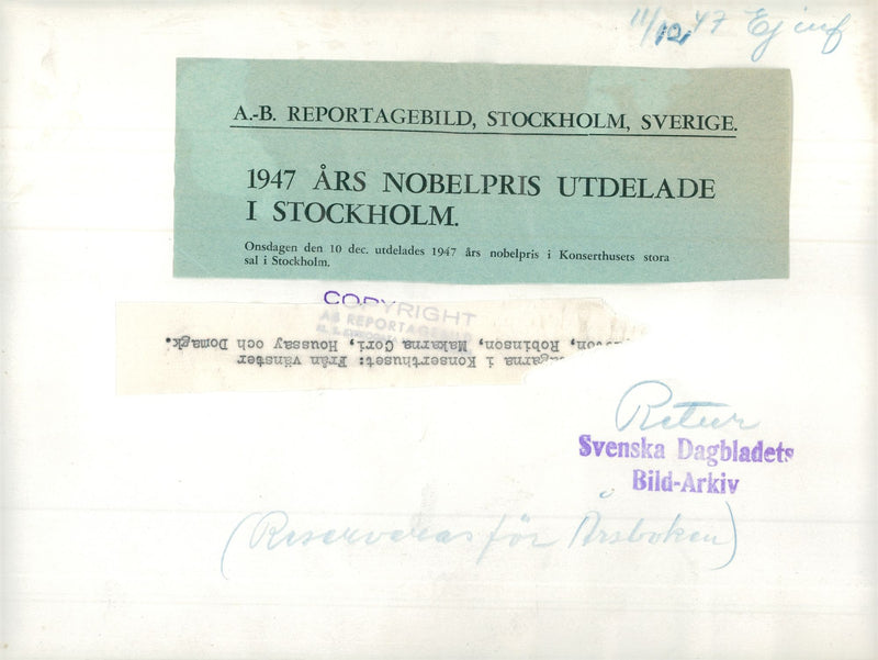 Nobel Prize Award in the Concert Hall - Vintage Photograph