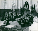 Nobel prize winners on the podium at the award ceremony in the concert hall's grand hall - Vintage Photograph