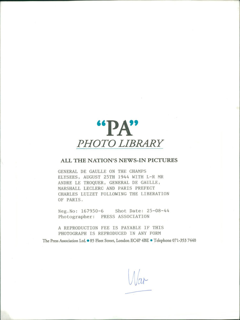 GENERAL DE GAULLE ON THE CHAMPS - Vintage Photograph