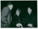 Headmaster Ivar Wind in concert with Princess Astrid and Johan Martin Ferner at the Ãststation station in anticipation of arriving guests - Vintage Photograph