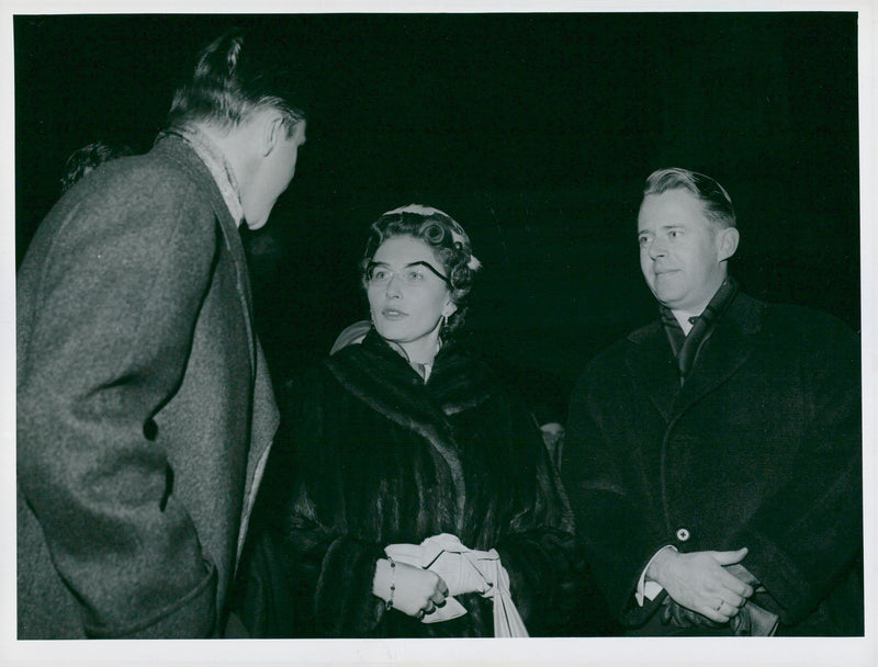 Headmaster Ivar Wind in concert with Princess Astrid and Johan Martin Ferner at the Ãststation station in anticipation of arriving guests - Vintage Photograph