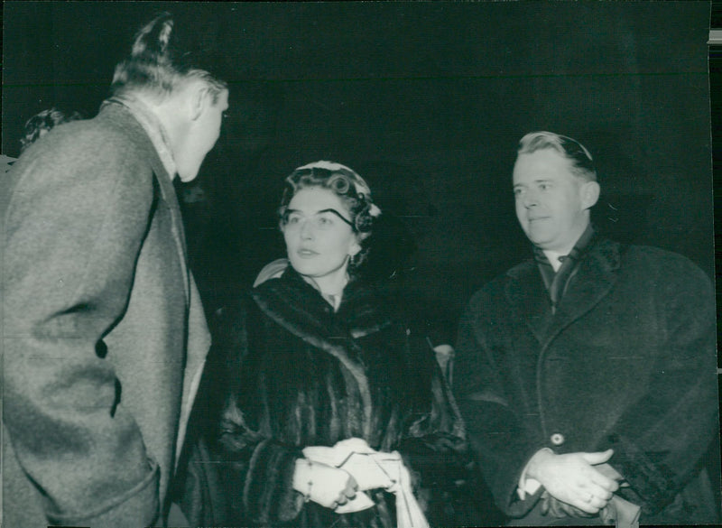 Headmaster Ivar Wind in concert with Princess Astrid and Johan Martin Ferner at the Ãststation station in anticipation of arriving guests - Vintage Photograph