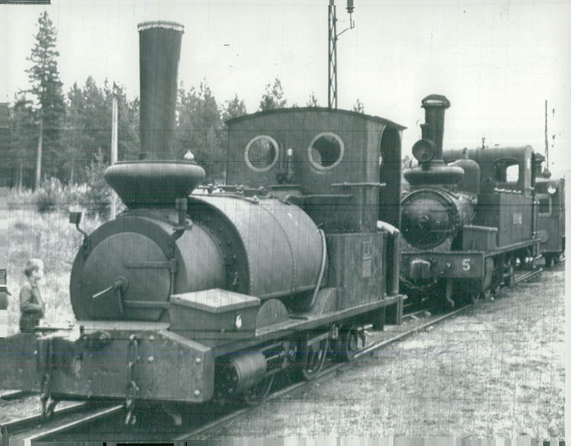 NKIJ's first locomotive "U.A" with mantle tank and "Lovisa Tranea", English-made - Vintage Photograph