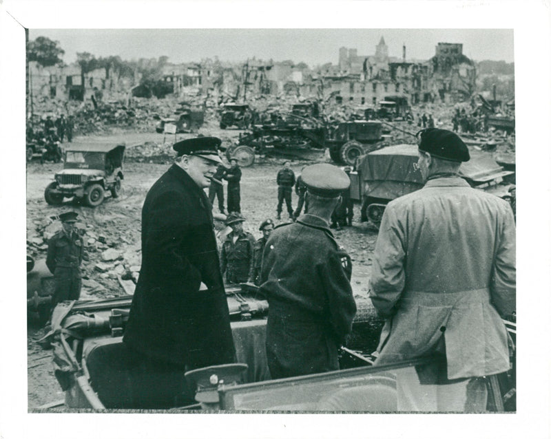 War Ve Day:Winston Churchill and Bernard Montgomery. - Vintage Photograph